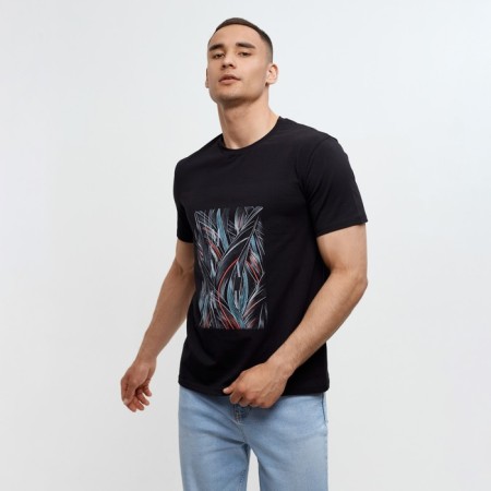 Male Minaku T-shirt with proprietary print Black color, rr 52-6