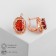 Earrings with rhinestones "Edel" Oval Open, red color in pink gold
