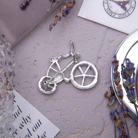 Broach "Bicycle", Rainbow color in silver-2