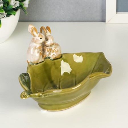 Souvenir Ceramics stand "Zaychat on a leaf" 10x17.5x11 cm-2