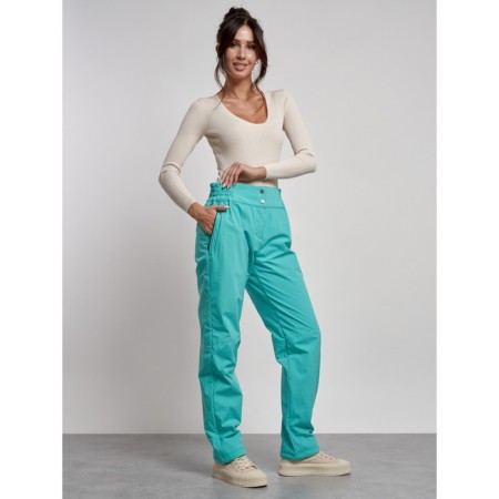 Warmed female trousers, size 44, green color-14