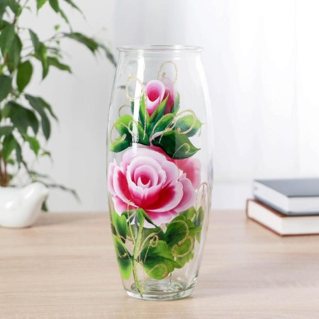 VAZ Rose with painting on the venue, d-7cm 10x23 cm-1