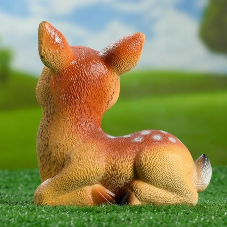 Garden figure "lying deer" from gypsum good souvenirs, 17cm, small, brown-2