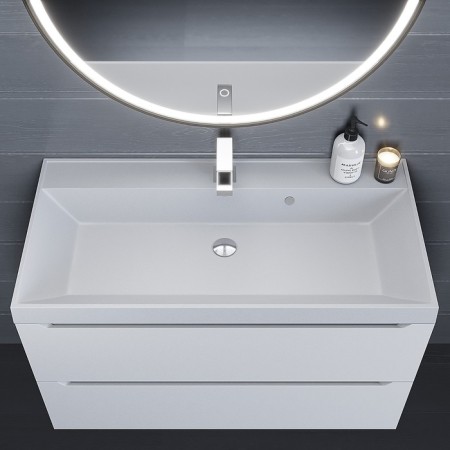 Sink uperwood Classic quartz 90 cm, quartz, white matte, jasmine-1