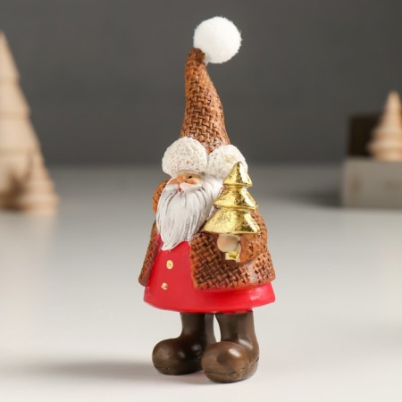 Polystone souvenir "Santa Claus in a waffle fur coat, cap, with a gift/Christmas tree" mix 5x3.5x11.5 cm-3