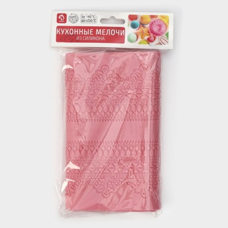 Axing rug of Dolyana "Lace", silicone, 38.7 × 16.5 cm, pink color-4