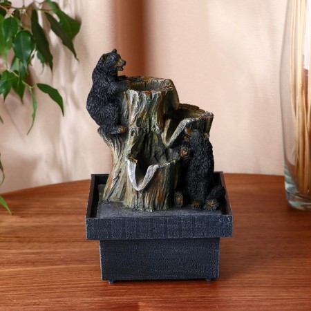 Fountain "Bears on the logs" 14x14x19 cm (without ball, with backlight)