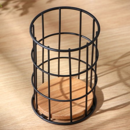 Drywall for cutlery "Aesthetics", 11.2 × 11.2 × 16.5 cm, black color-2