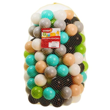 A set of balls 150 pcs, colors: turquoise, gray, white, black, light green, beige, ball diameter - 7.5 cm-6