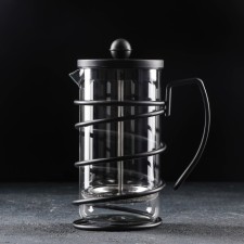 Know -hand jacket kettle - Loft press, 600 ml, glass, black color