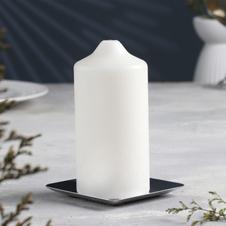 Square Benum Square Metal for one candle, 10x1.1 cm, chrome