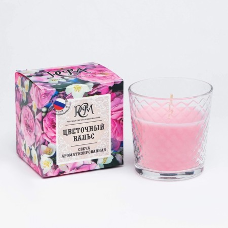 Aromatic candle in a glass "Flower waltz", gift packaging, 8x8.5 cm, 30 hours-1