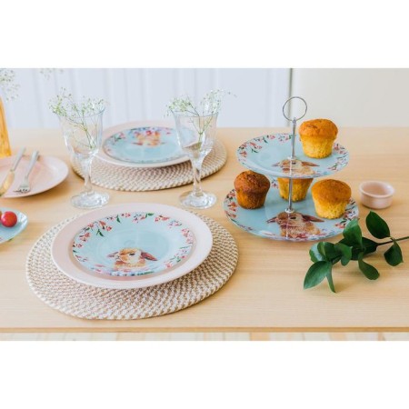 Glass fruit 2-tier round share "Rabbit", D = 25/20 cm, blue color-6