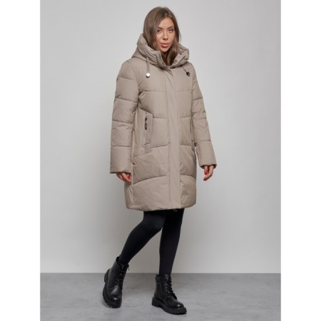 Coat insulated winter female, size 48, beige color-1