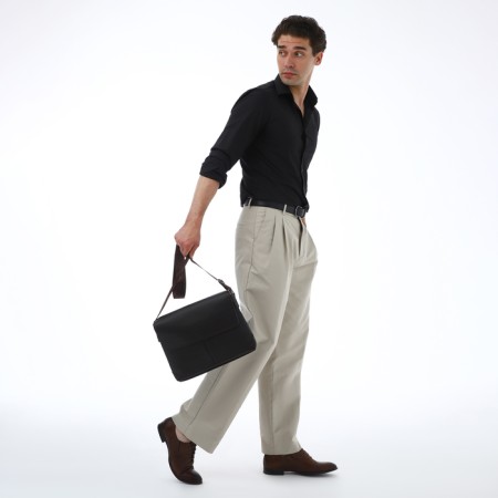 Male Business Bag, Textura, 2 external pockets, brown color-9
