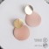 Earrings Metal "Lady" two circles, pink color in gold