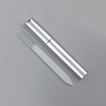 Nail glass for nails, 14 cm, in case, transparent/silver color-1