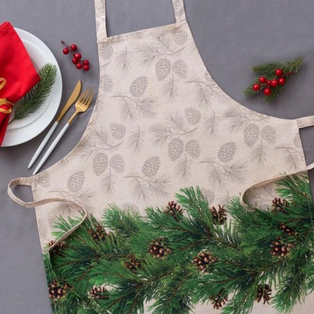 Apron "Ethel" spruce branches 70x61 cm, 100% cotton, sarzha 190 g/m2