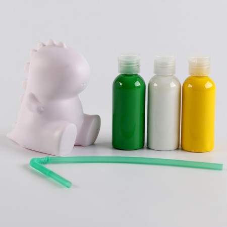 Set for creativity. Drawing by acrylic on the plastic figure "Dinosaurus"-3