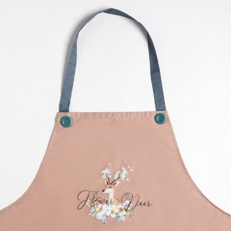 Apron Ethel "Flower Deer", col. Lilac, 70*68 cm, 100% p/e-1