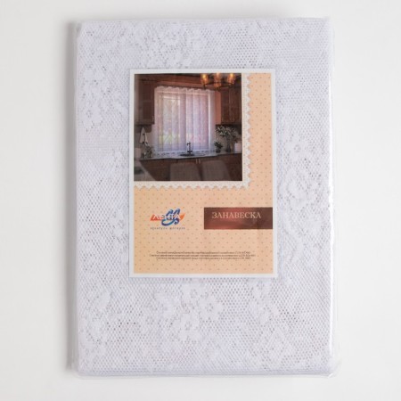 Tulle to the kitchen with a curtain tape, 145x285 cm, white color, 100% polyester-5