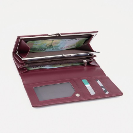 Women's wallet on the button, burgundy color-3