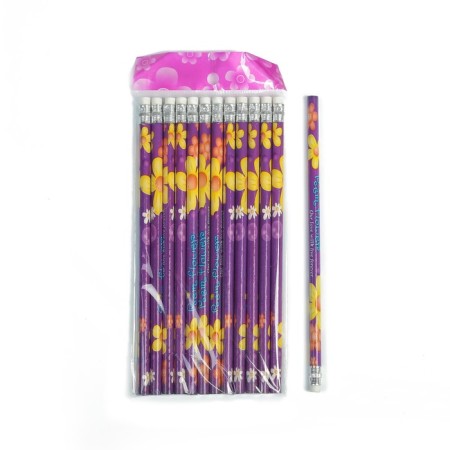 Black pencil with the eraser "Flowers", hardness of NV-3