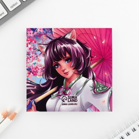 Gift set: notebook coloring and wax crayons "Anime"-9