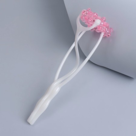 Facial and neck massage "Trident", 23 × 5 × 2.5 cm, white/pink color-1