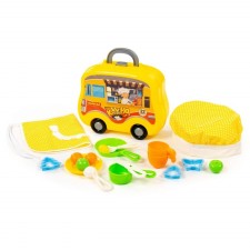A set of children's dishes, in a suitcase on wheels, 22 elements