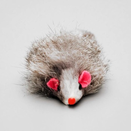 Natural fur mouse, 7.5 cm, dark gray-1