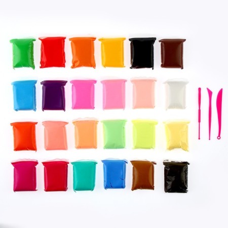 Plasticine is light, jumping, set 24 colors, weight 1 color: 10 g., 3 tools-2
