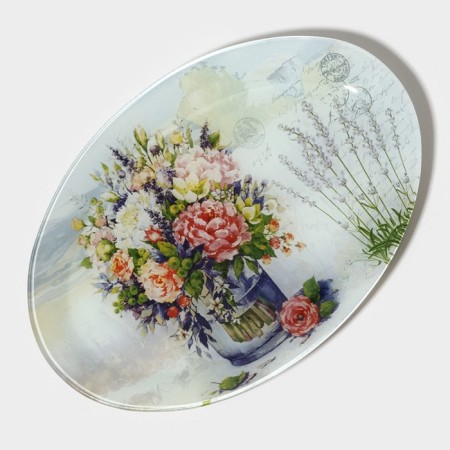 Glass Serving Oval Dolyana "Spring Romance", 29.5 × 20.3 × 2.1 cm-2