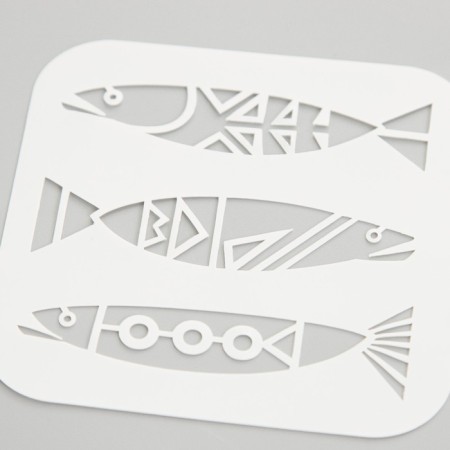Plastic stencil "fish" 9x9 cm-2