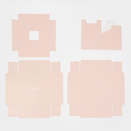 Gift box for flowers with a vase and PVC windows folding, packaging, "beige", 16 x 23 x 16 cm-3