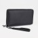 Male purse with zipper, department for bills, for maps, for coins, black color