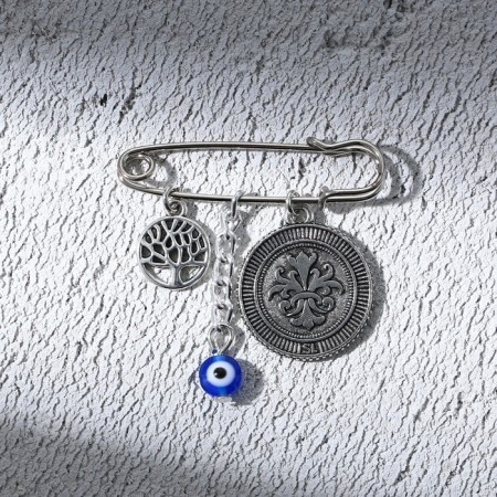 Brooch - Pin "Happy Coin", length 3.5 cm-1