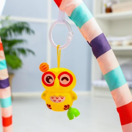 Developing rug "baby game", with a piano, round, blue-2