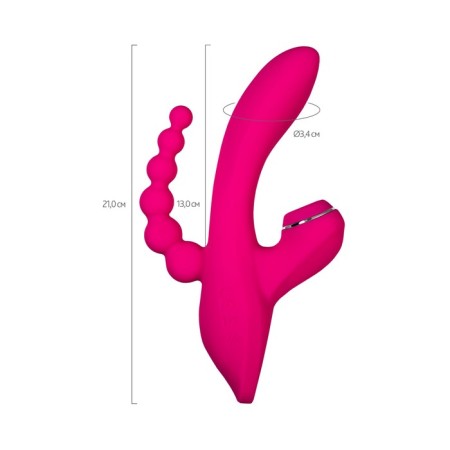Vibroostimulator 3 in 1 Jos Tripling, 21 cm, silicone, pink color-8