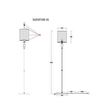 Floor lamp EVOLUCE. Sle107105-01. Pazione. 1x60 W, E14, 28x28x160 cm, color chromium-9