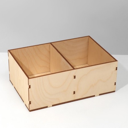 Organizer for little things 2 cells, 18 × 12 × 7 cm, plywood, beige color-1