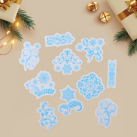 A set of vinyl stickers on the windows "Blizzard", reusable, 10 x 10 cm, New Year-1