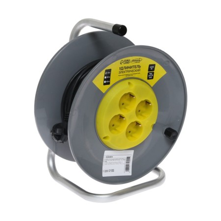 Удлинитель на катушке Luazon Lighting ECO, 4 розетки, 15 м, 10 А, ПВС 3х0.75 мм2, с з/к,IP20-2