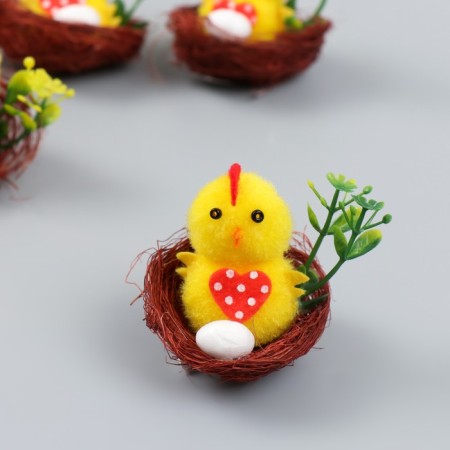 Easter souvenir "chicken with an testicle in the nest" set of 6 pcs 5.5x12.5x17 cm-1