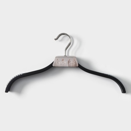 Shoulders - LADOM clothing hangers with anti -slip silicone insert, 39 × 1.2 × 19 cm, 3 pcs, black color-4