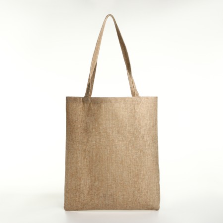Shoper bag without fastening, from textiles, beige color-2