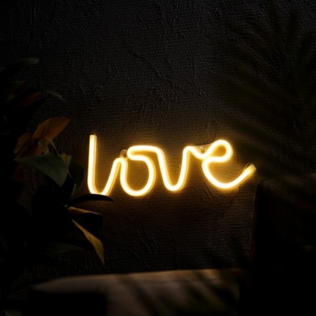 Neon sign "Love", 35x13 cm, aax3+usb, t/white