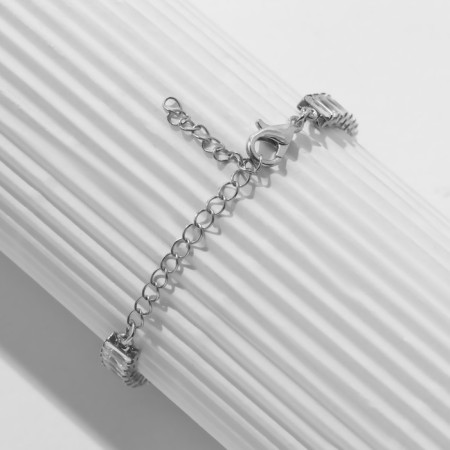 Bracelet with rhinestones "butterflies" rectangles, white color in silver-1