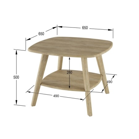 Commercial Hudson table, 650x650x500, Dub Sonoma/Sonoma-1