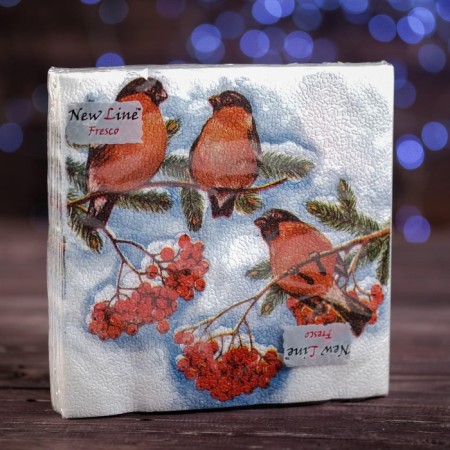 Paper Napkins Fresco, 33x33 cm, 2 layers, 20 pcs, with a pattern "Bullfinchi"-3